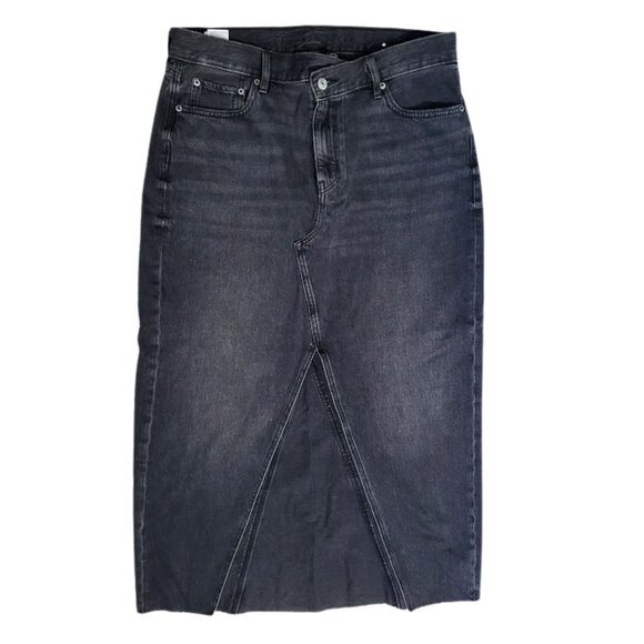AMERICAN EAGLE Black Denim 90's High Rise Maxi Skirt - Women's 12 - Picture 3 of 8